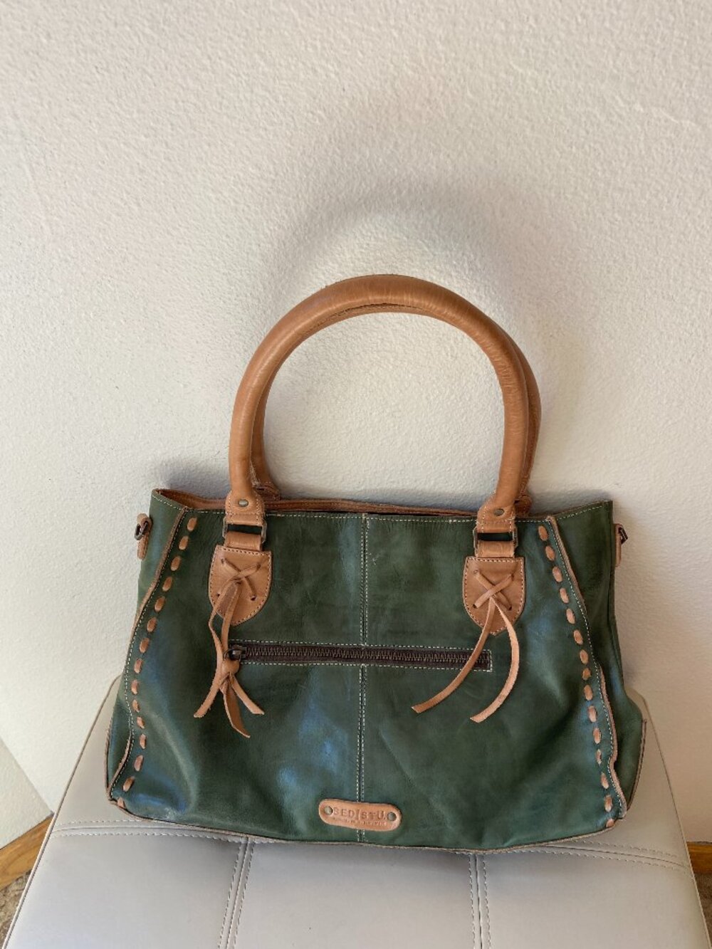 BED STU ROCKABABY LEATHER SHOULDER BAG SEA GRASS TAN